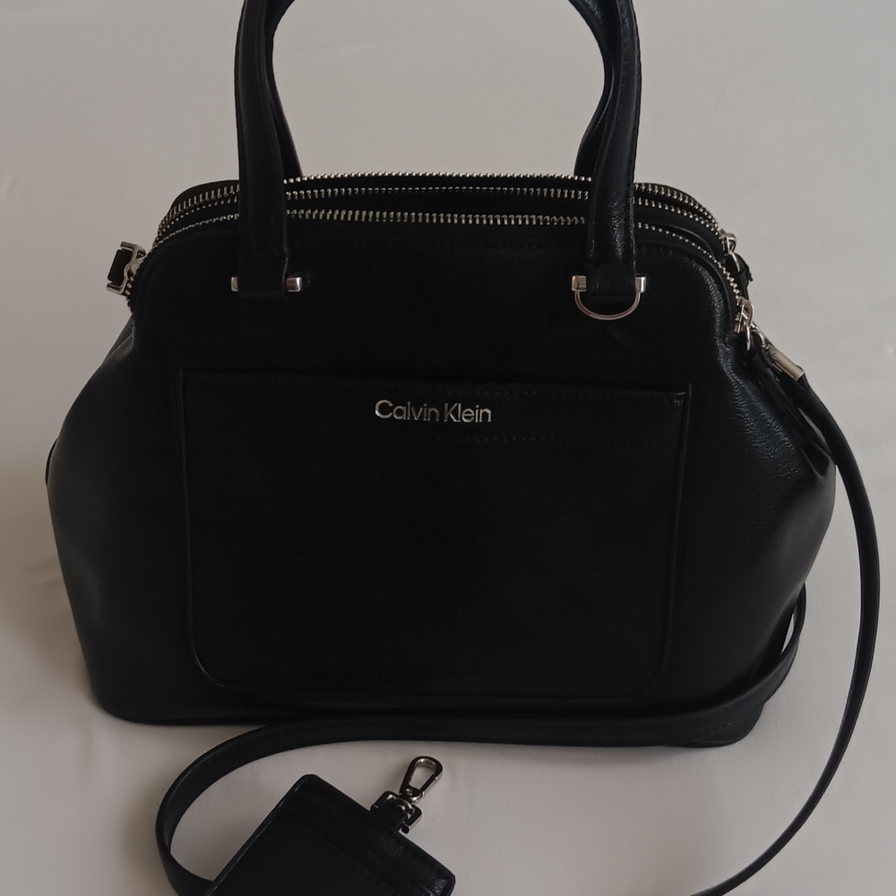 Calvin Klein Black Leather Satchel Bag